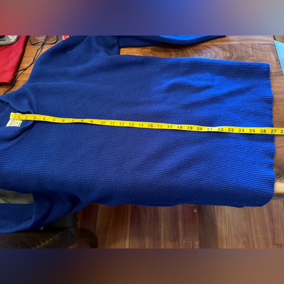 Jones New York Blue Lambs Wool Blend Ribbed Turtleneck Tunic Sweater Women M - Picture 5 of 5